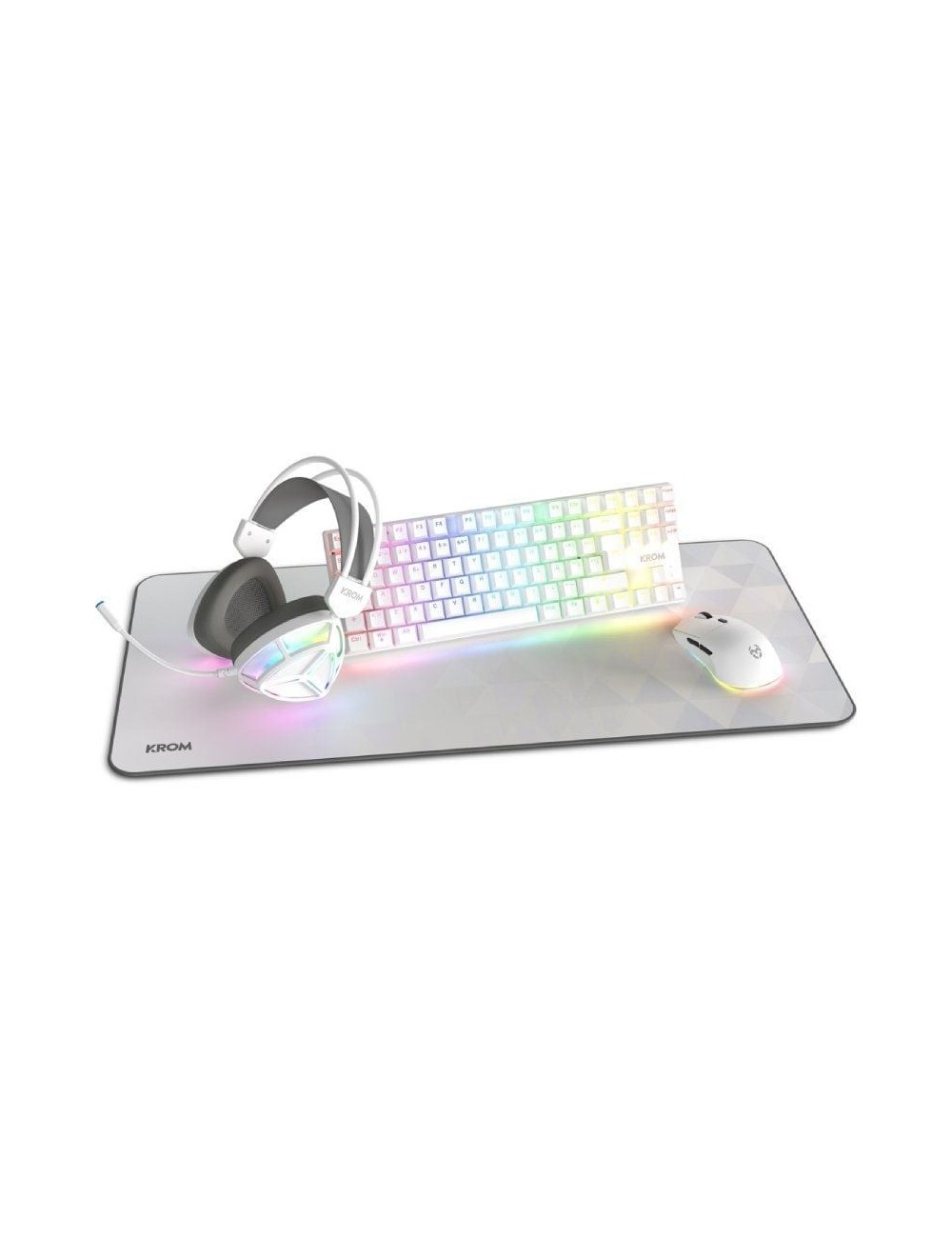 Pack Gaming Krom Klass/ Teclado RGB + Ratón Óptico RGB + Alfombrilla + Auriculares RGB