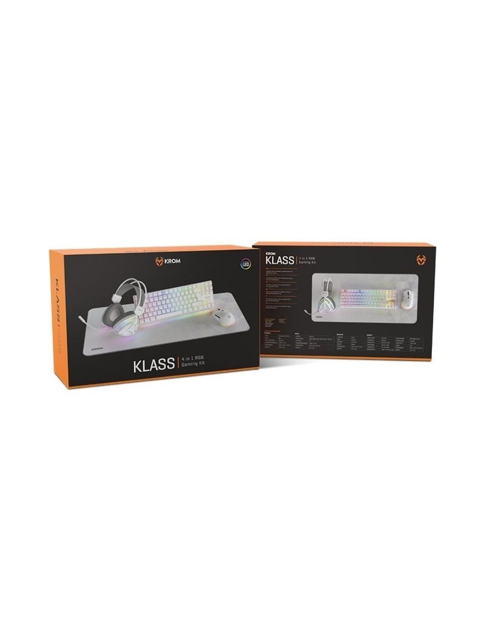 Pack Gaming Krom Klass/ Teclado RGB + Ratón Óptico RGB + Alfombrilla + Auriculares RGB