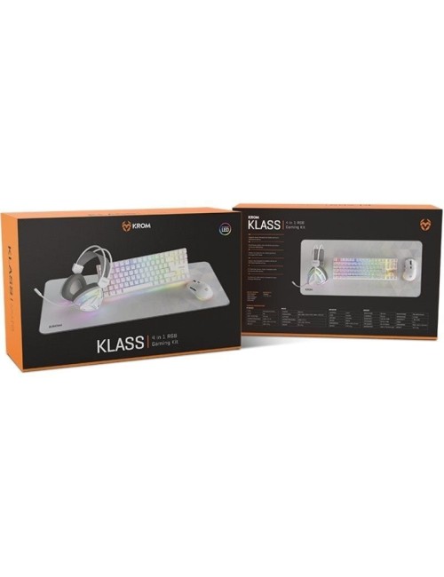 Pack Gaming Krom Klass/ Teclado RGB + Ratón Óptico RGB + Alfombrilla + Auriculares RGB