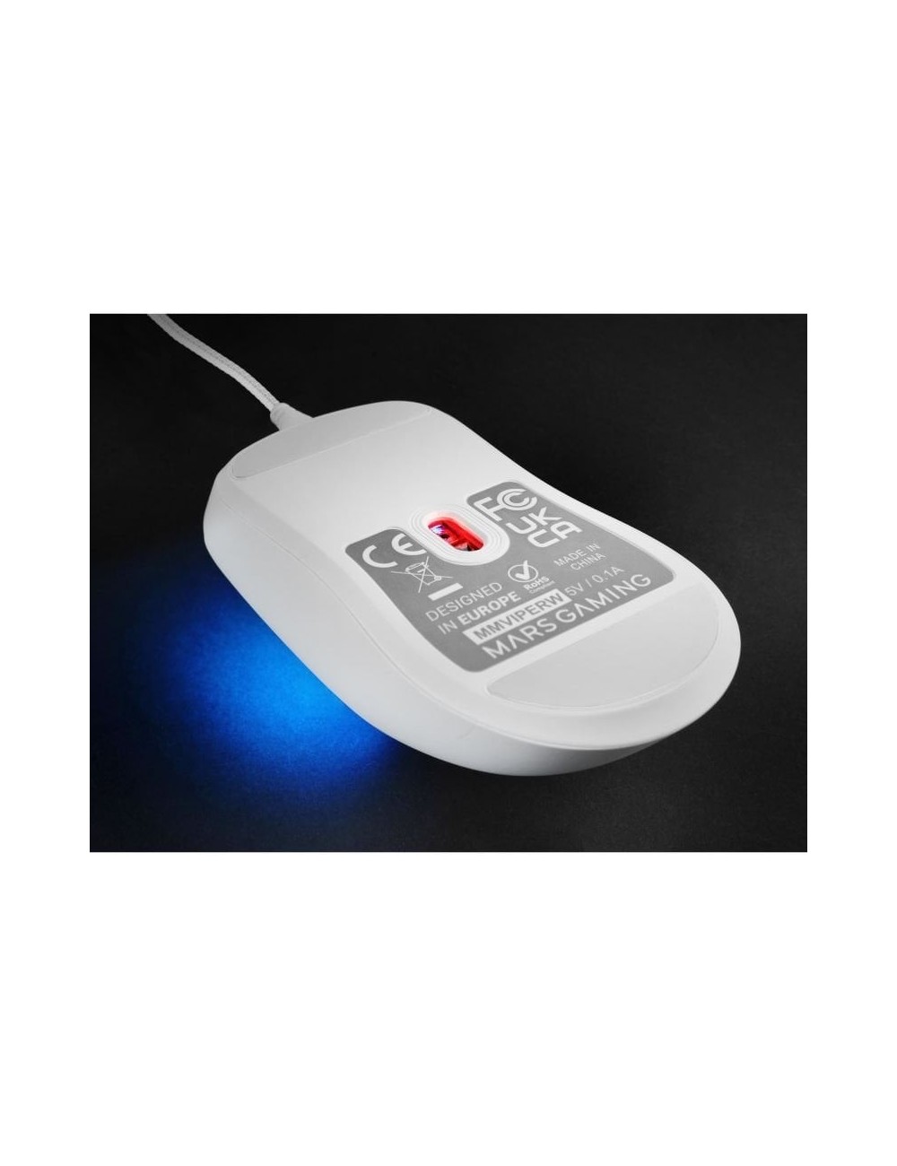 Ratón Gaming Mars Gaming MM-Viper/ Hasta 12800 DPI/ Blanco