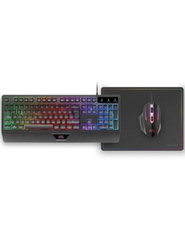 Pack Gaming Mars Gaming MCP124/ Teclado H-MECH  + Ratón Óptico + Alfombrilla/ Negro