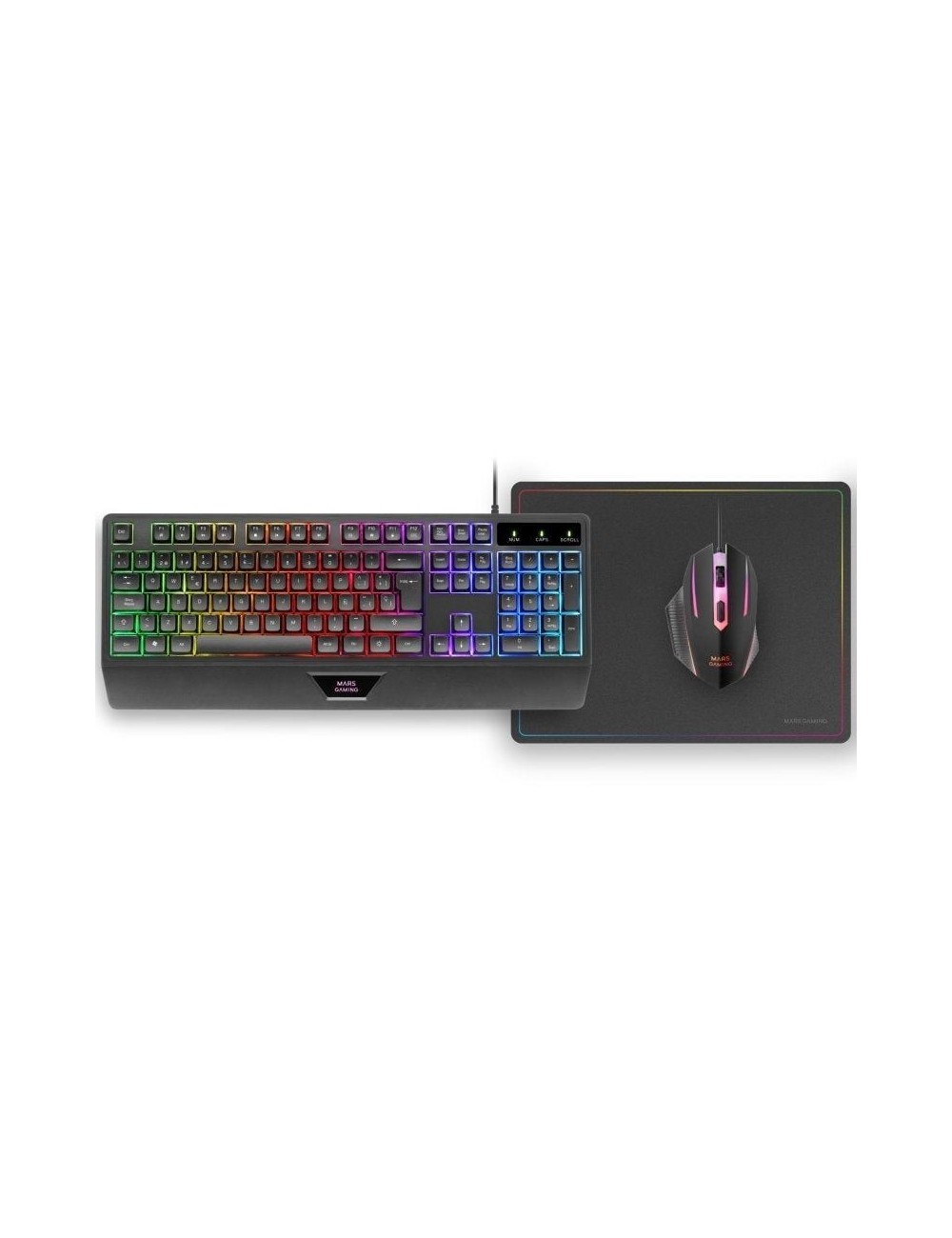Pack Gaming Mars Gaming MCP124/ Teclado H-MECH  + Ratón Óptico + Alfombrilla/ Negro