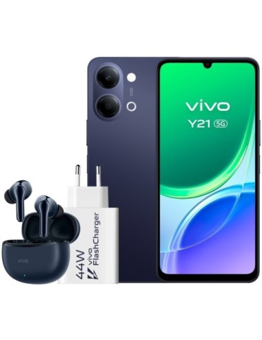 Smartphone Vivo Y21 4GB/ 256GB/ 6.74'/ 5G/ Negro/ Incluye Cargador + Auriculares
