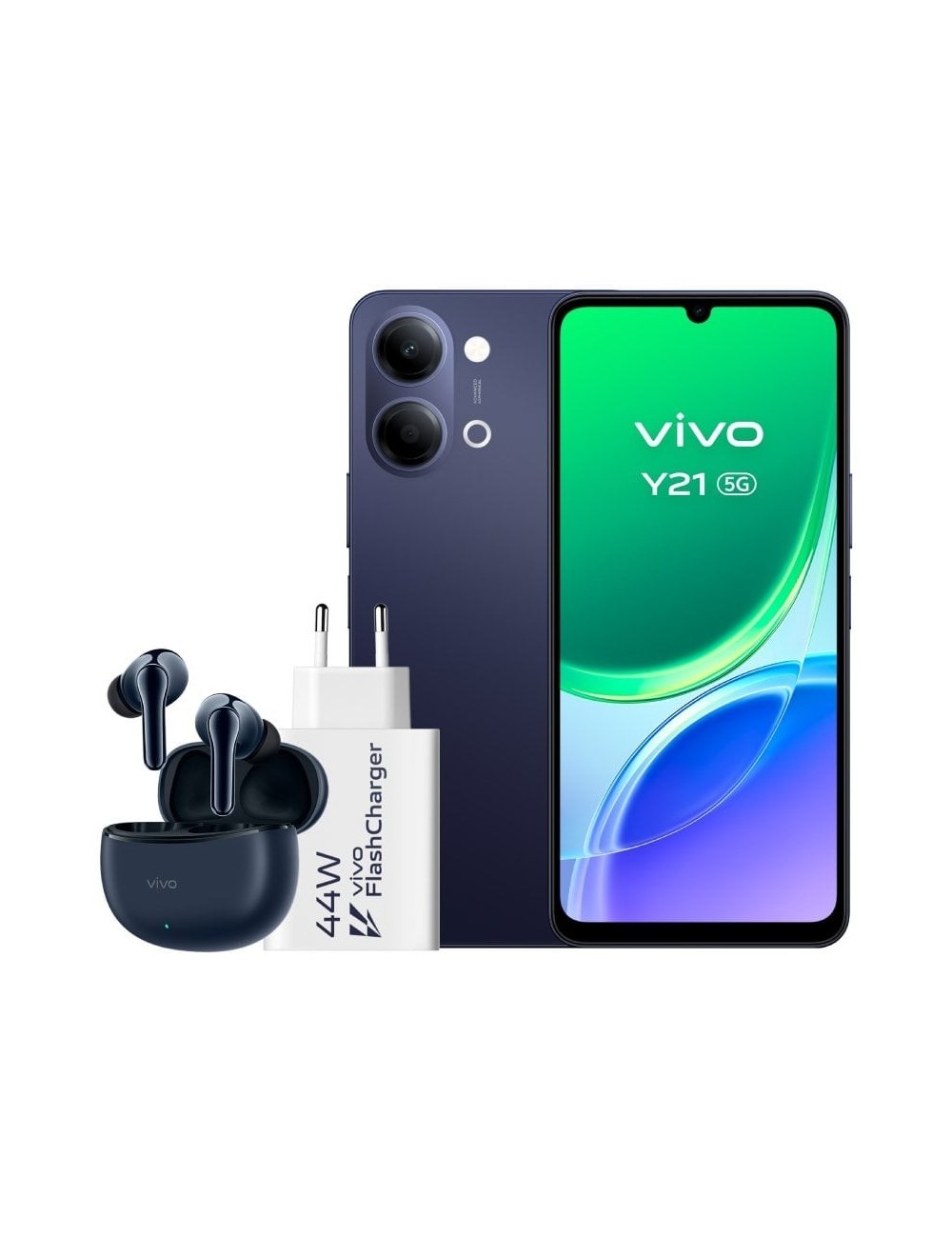 Smartphone Vivo Y21 4GB/ 256GB/ 6.74'/ 5G/ Negro/ Incluye Cargador + Auriculares