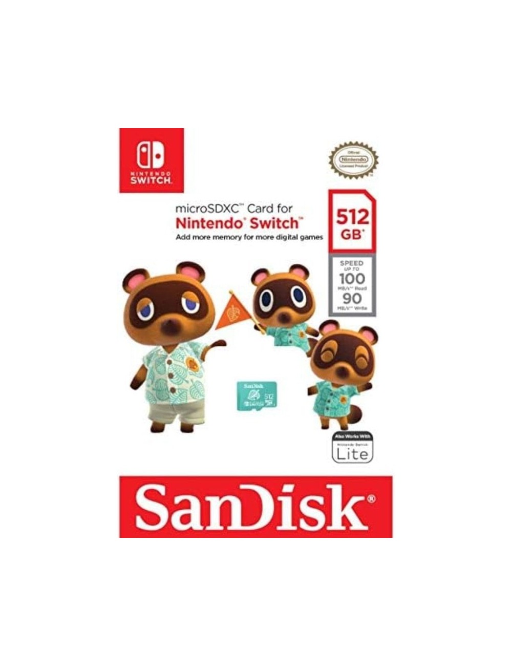 Tarjeta de Memoria SanDisk Nintendo Switch 512GB microSD XC UHS-I/ Clase 10/ 100MBs