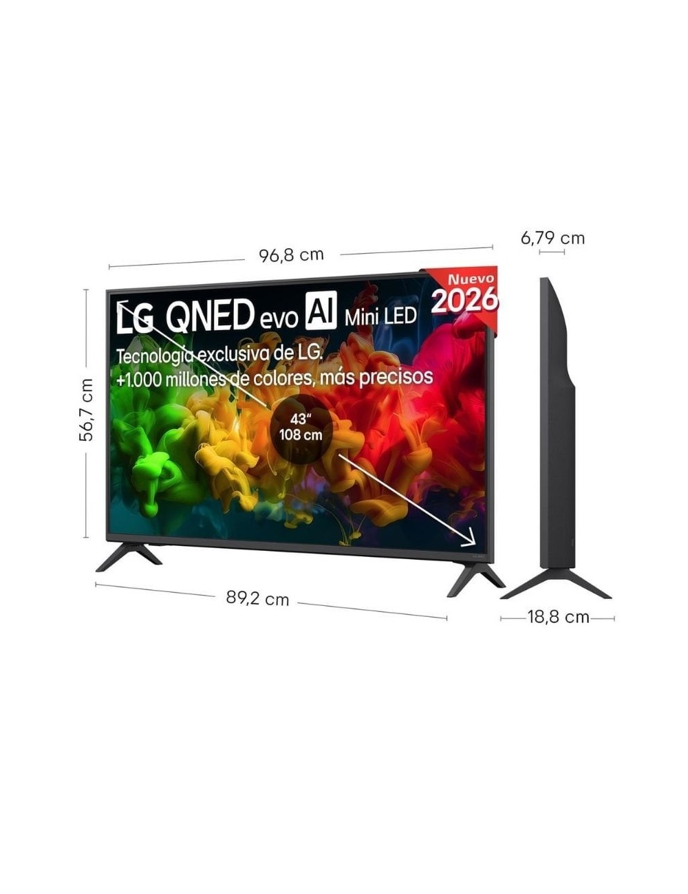 Televisor LG QNED evo AI QNED8EB Mini LED 43QNED8EB3F 43'/ Ultra HD 4K/ Smart TV/ WiFi