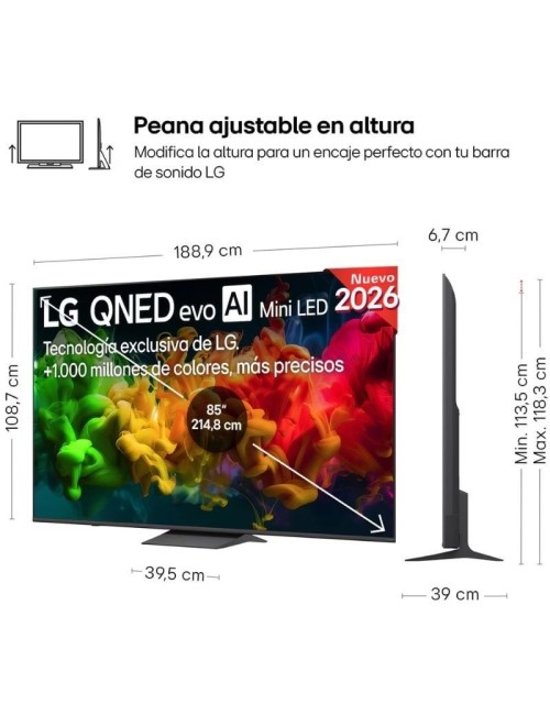 Televisor LG QNED evo AI QNED83B Mini LED 85QNED8EB3A 85'/ Ultra HD 4K/ Smart TV/ WiFi