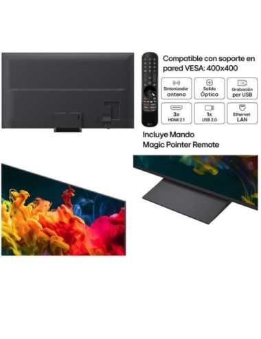 Televisor LG QNED evo AI QNED83B Mini LED 85QNED8EB3A 85'/ Ultra HD 4K/ Smart TV/ WiFi