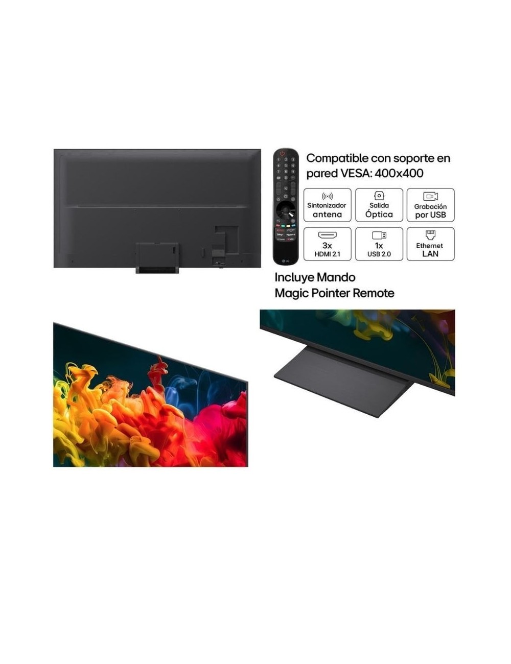 Televisor LG QNED evo AI QNED83B Mini LED 85QNED8EB3A 85'/ Ultra HD 4K/ Smart TV/ WiFi