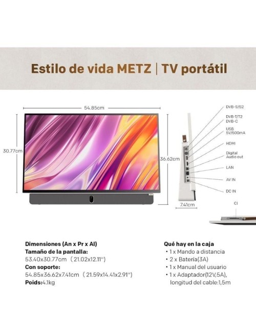 Televisor Portable Metz 24MPE7000Z 24'/ Full HD/ Smart TV/ WiFi