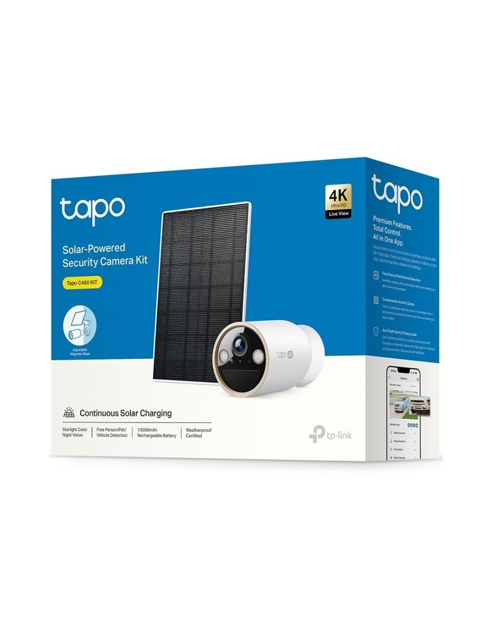 Cámara de Videovigilancia TP-Link Tapo C460 KIT/ Visión Nocturna/ Control desde APP/ Incluye Panel Solar