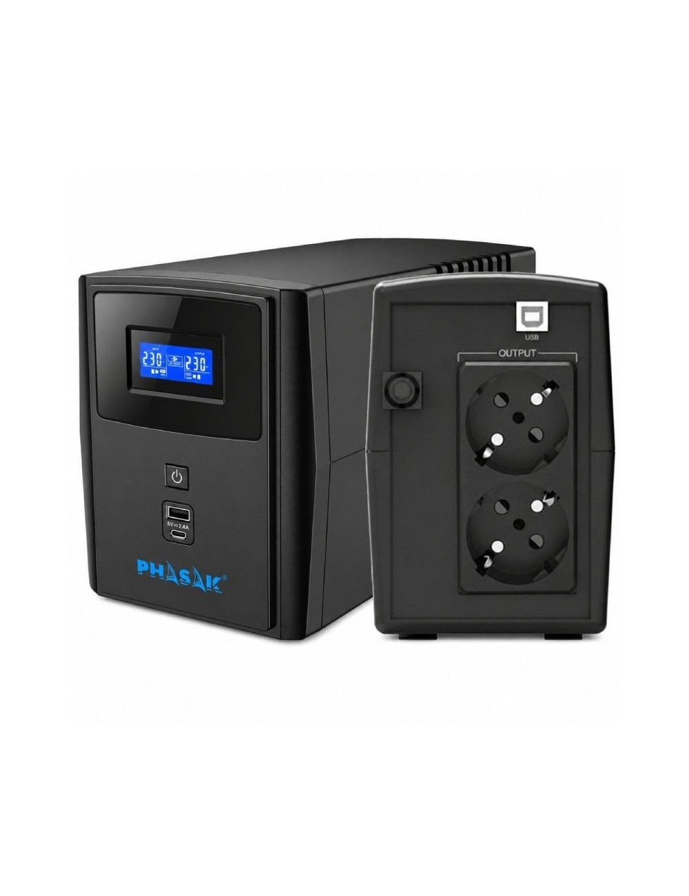 SAI Línea Interactiva Phasak SIRIUS 1000 VA Interactive/ 1000VA-600W/ 2 Salidas/ Formato Torre
