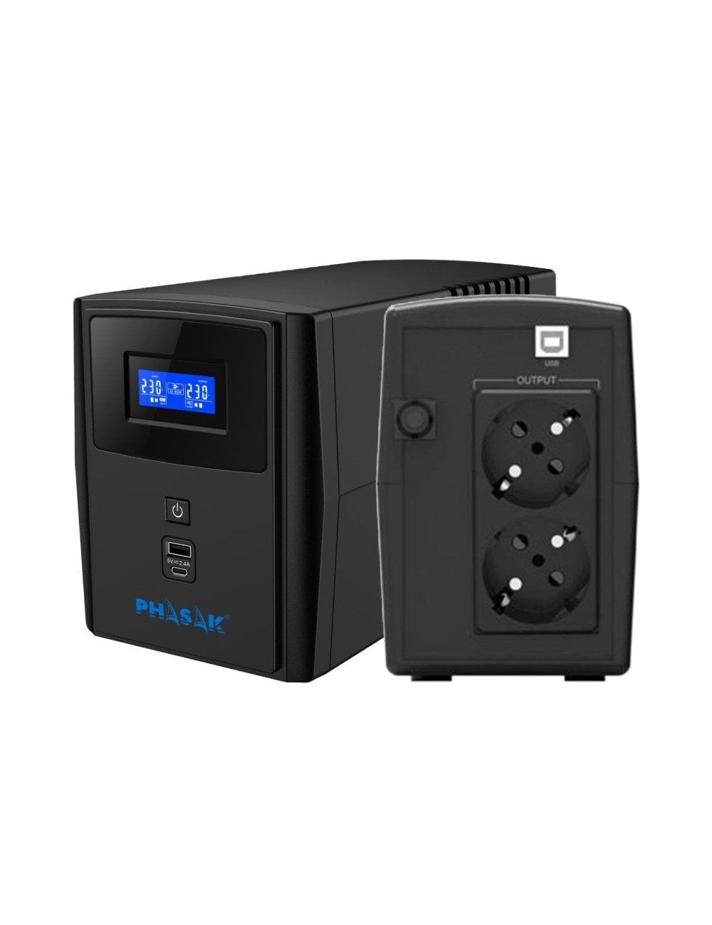 SAI Línea Interactiva Phasak SIRIUS 800 VA Interactive/ 800VA-480W/ 2 Salidas/ Formato Torre