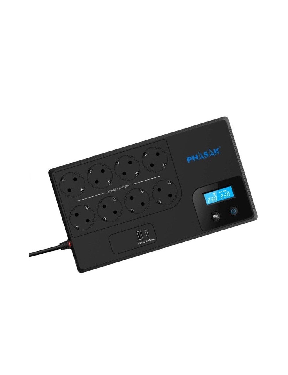 SAI Línea Interactiva Phasak Smart Home 1050VA/ 1050VA-600W/ 8 Salidas/ Formato Bloque