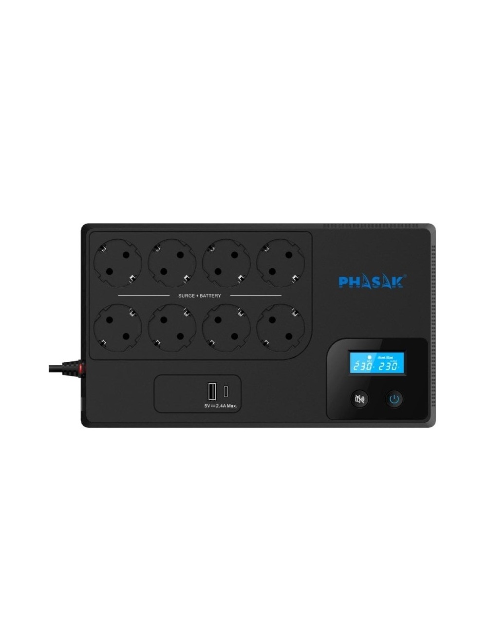 SAI Línea Interactiva Phasak Smart Home 1050VA/ 1050VA-600W/ 8 Salidas/ Formato Bloque