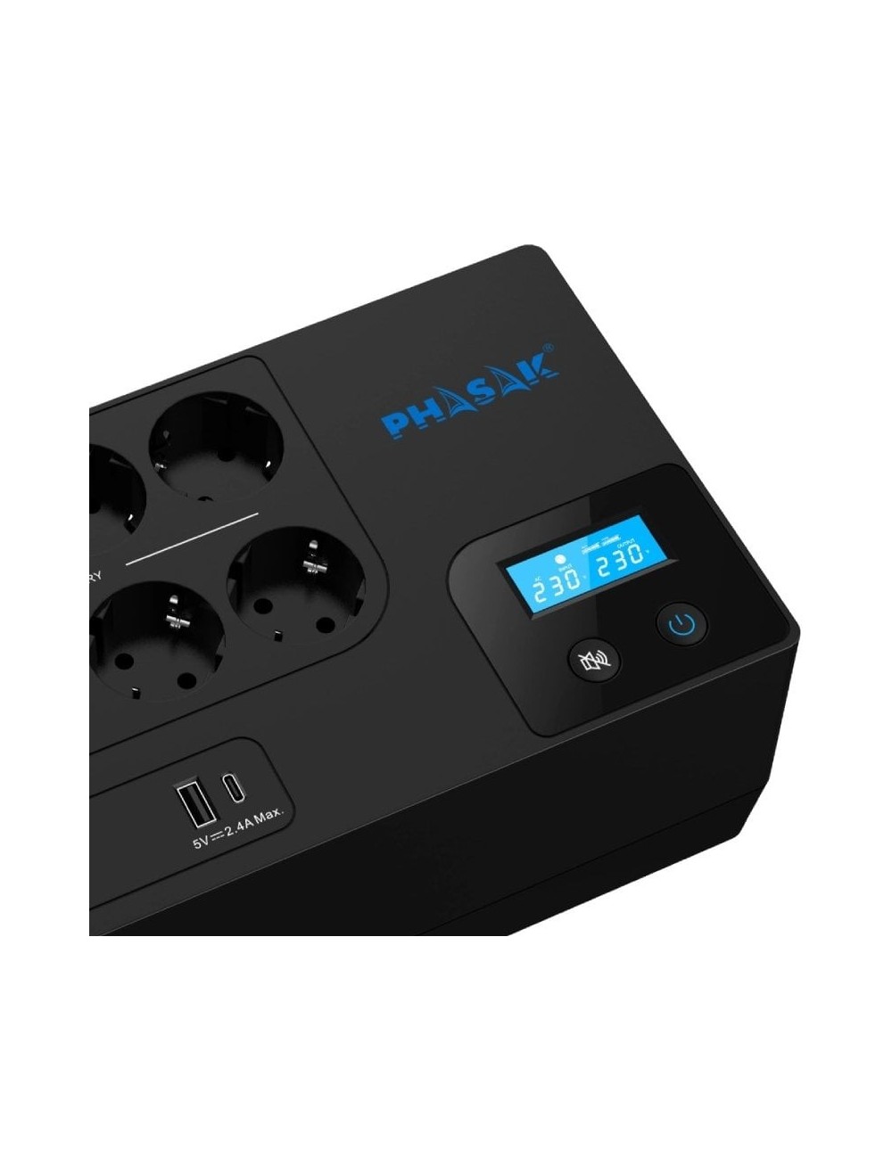 SAI Línea Interactiva Phasak Smart Home 1050VA/ 1050VA-600W/ 8 Salidas/ Formato Bloque