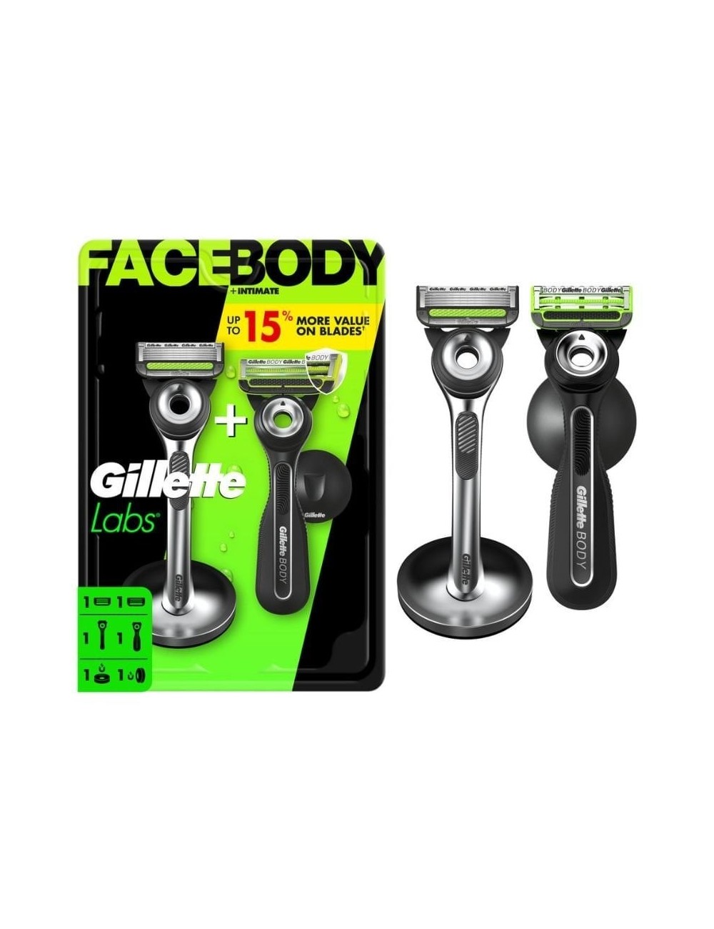 Pack de 2 Cuchillas de Afeitar Gillette GilletteLabs FaceBody + Intimate