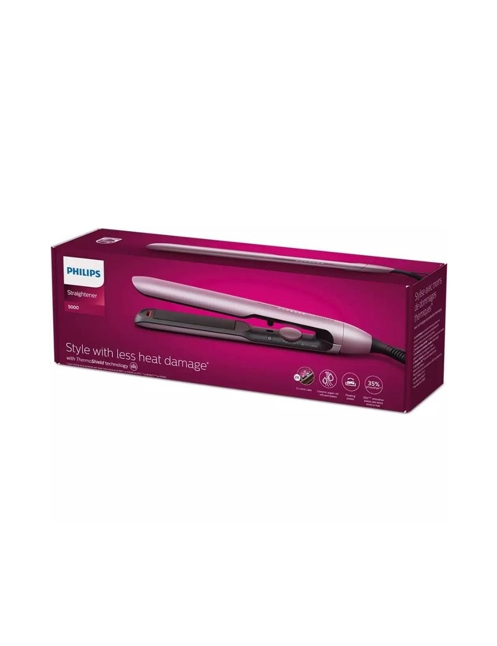 Plancha para el Pelo Philips Straightener 5000 BHS530/ Rosa