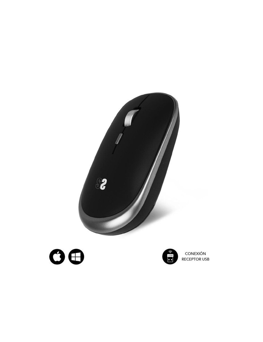 Ratón Mini Inalámbrico Subblim Wireless Mini/ Hasta 1600 DPI/ Gris Espacial