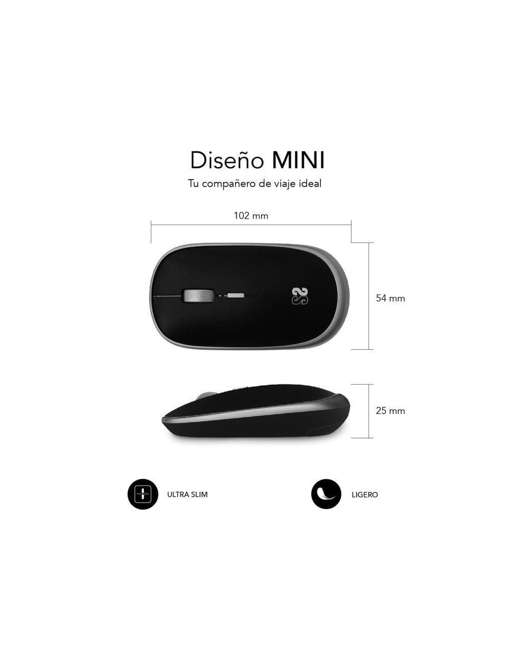 Ratón Mini Inalámbrico Subblim Wireless Mini/ Hasta 1600 DPI/ Gris Espacial