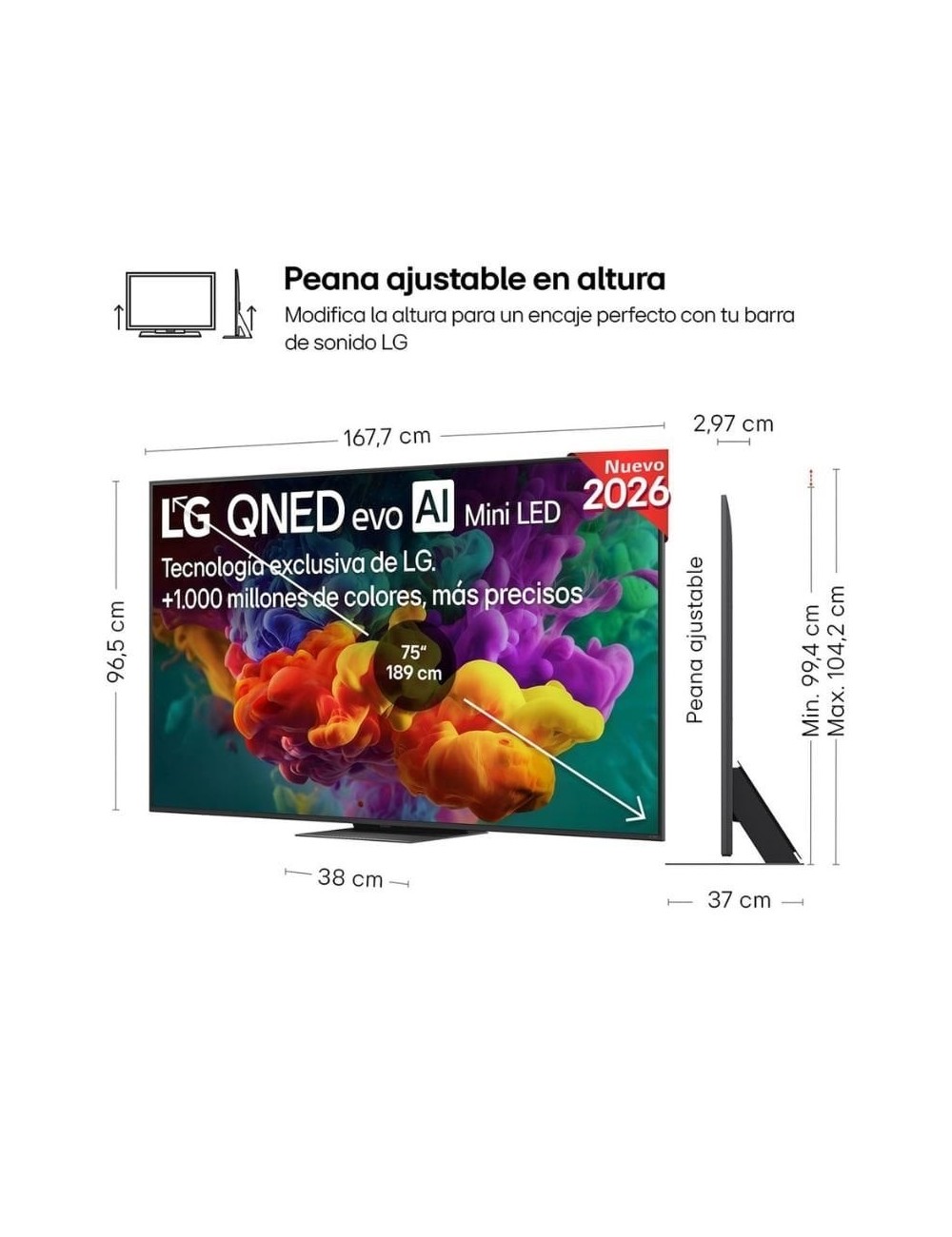 Televisor LG QNED evo AI QNED87 Mini LED 75QNED87B6A 75'/ Ultra HD 4K/ Smart TV/ WiFi