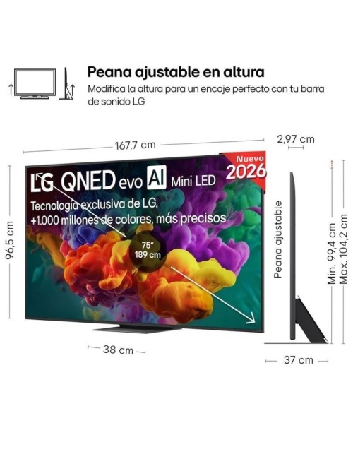 Televisor LG QNED evo AI QNED87 Mini LED 75QNED87B6A 75'/ Ultra HD 4K/ Smart TV/ WiFi