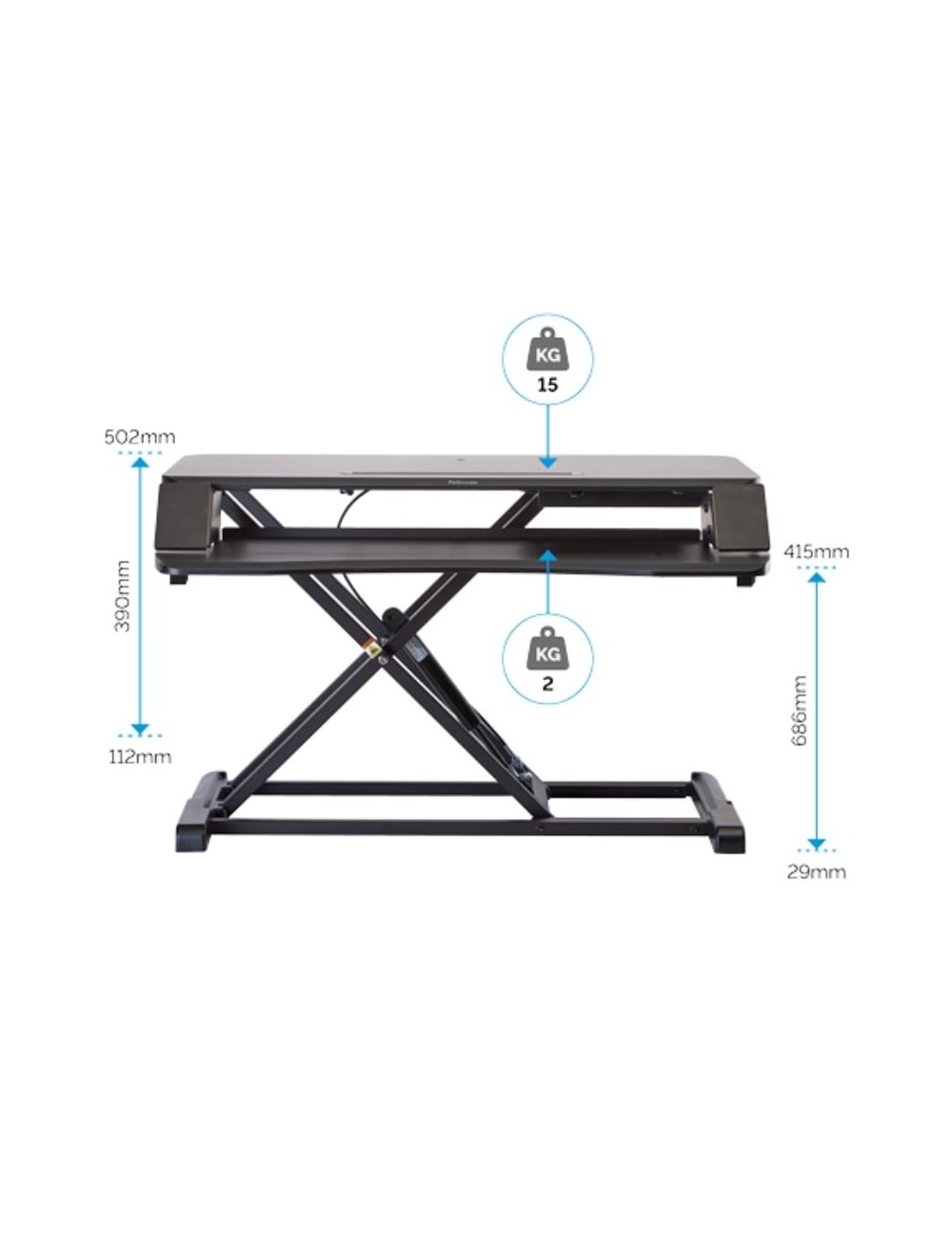 Soporte de Sobremesa Elevable Fellowes Sit-Stand Lotus Corsivo/ hasta 15kg/ Negro