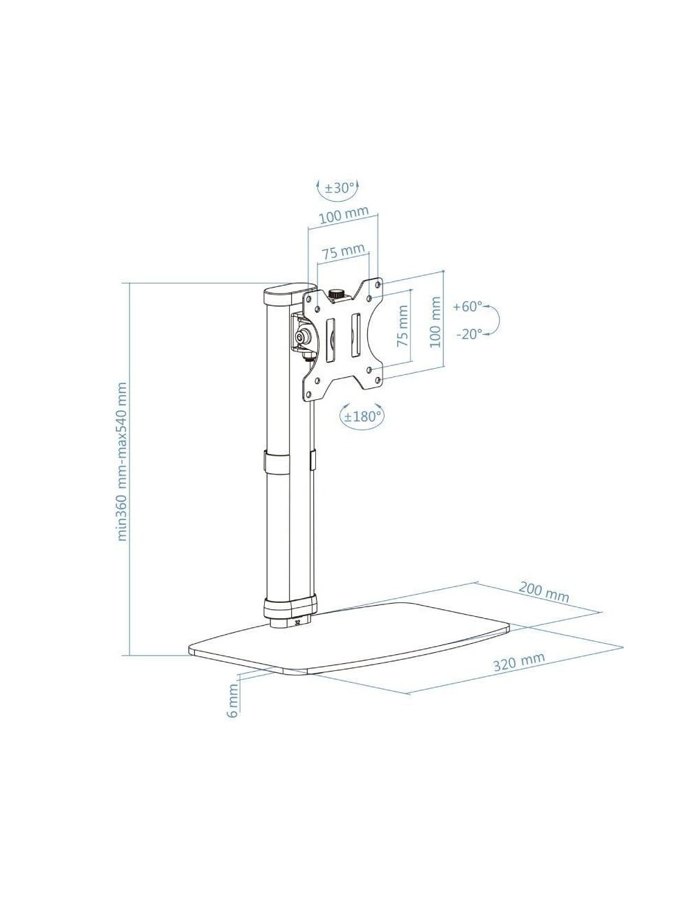 Soporte de Sobremesa para Monitor TooQ DB1127TN-W/ Giratorio/ Inclinable/ hasta 6kg