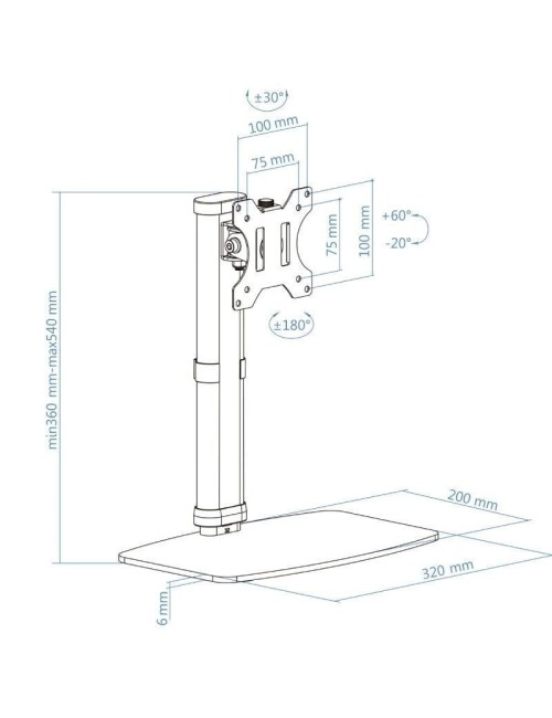 Soporte de Sobremesa para Monitor TooQ DB1127TN-W/ Giratorio/ Inclinable/ hasta 6kg