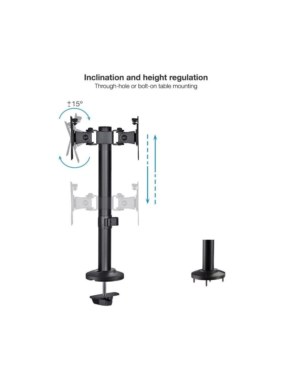 Soporte de Mesa para 2 Monitores TooQ DB1132TN-B/ Giratorio/ Inclinable/ hasta 8kg