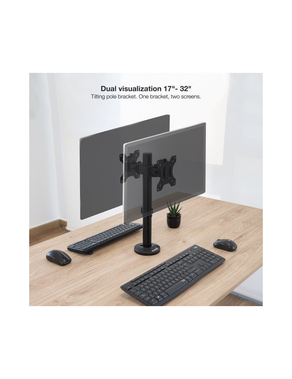 Soporte de Mesa para 2 Monitores TooQ DB1132TN-B/ Giratorio/ Inclinable/ hasta 8kg