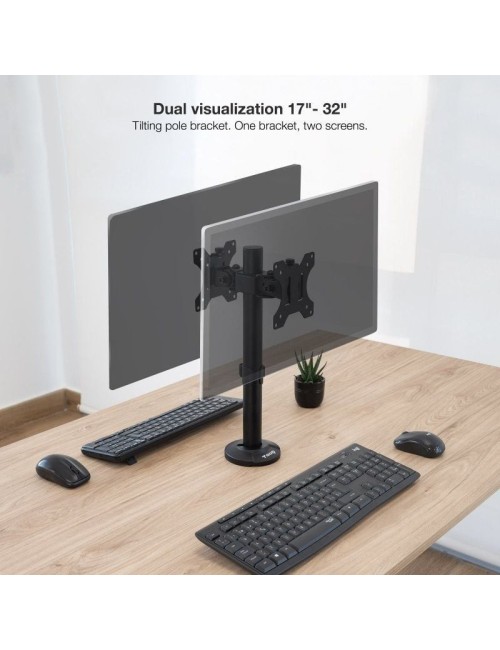 Soporte de Mesa para 2 Monitores TooQ DB1132TN-B/ Giratorio/ Inclinable/ hasta 8kg