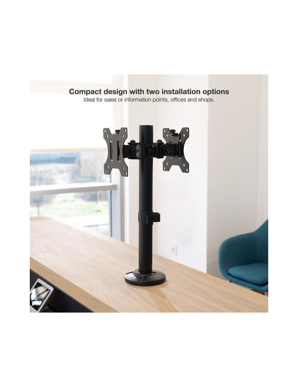 Soporte de Mesa para 2 Monitores TooQ DB1132TN-B/ Giratorio/ Inclinable/ hasta 8kg