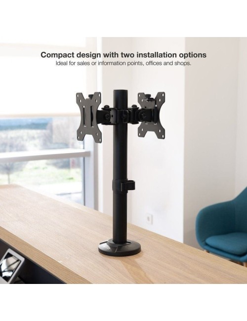 Soporte de Mesa para 2 Monitores TooQ DB1132TN-B/ Giratorio/ Inclinable/ hasta 8kg