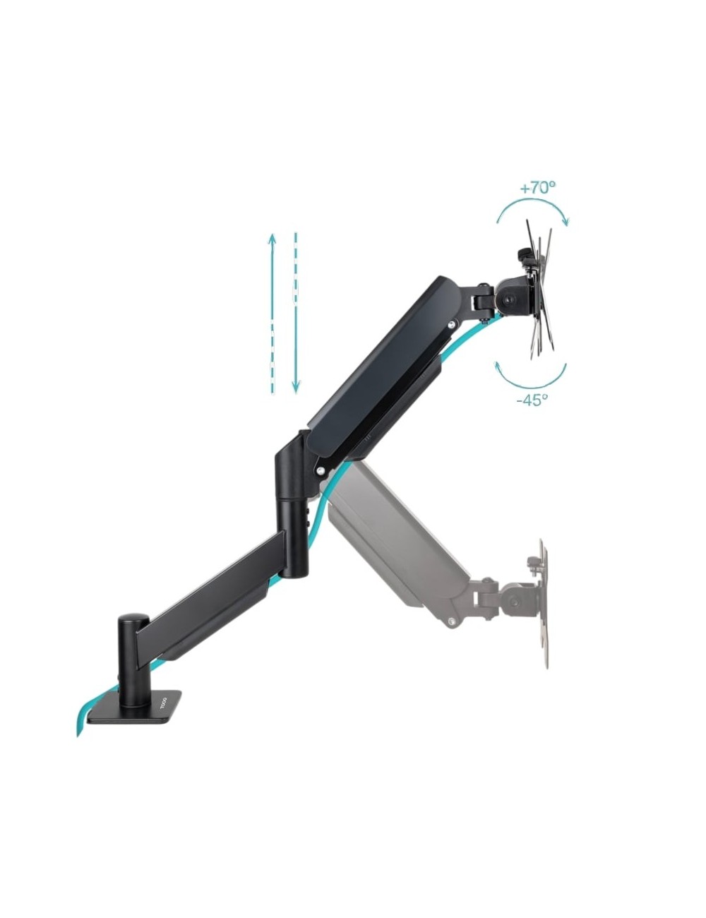 Soporte de Mesa para Monitor TooQ DB1340TNR-B/ Giratorio/ Inclinable/ Rotatorio/ Nivelable hasta 10kg