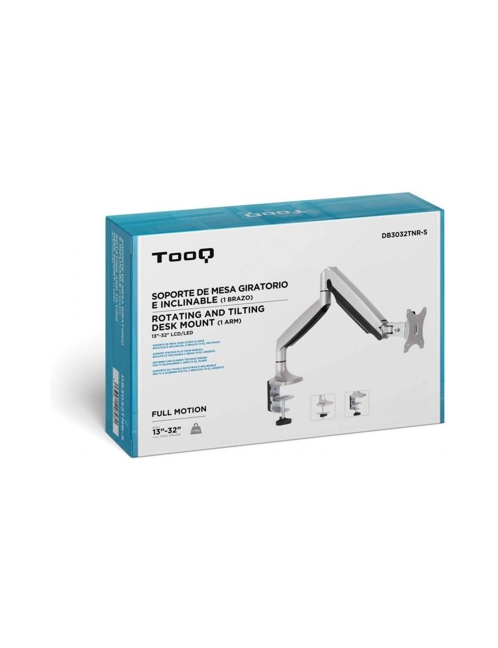 Soporte de Mesa para Monitor TooQ DB3032TNR-S/ Giratorio/ Inclinable/ hasta 9kg