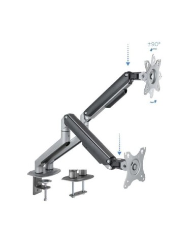 Soporte de Mesa para 2 Monitores TooQ DB4132TNR-G/ Giratorio/ Inclinable/ hasta 9kg