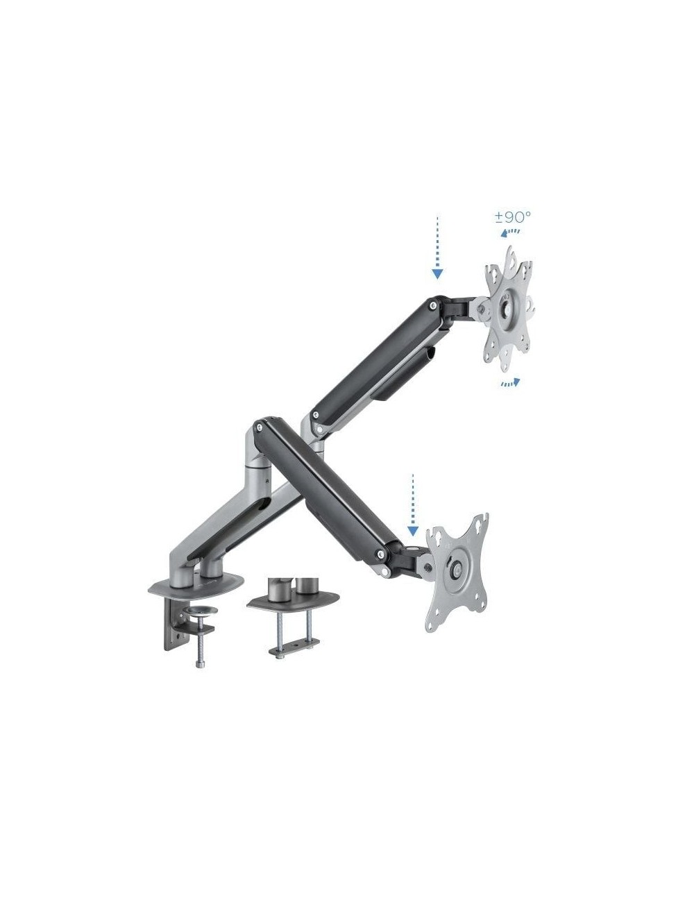 Soporte de Mesa para 2 Monitores TooQ DB4132TNR-G/ Giratorio/ Inclinable/ hasta 9kg