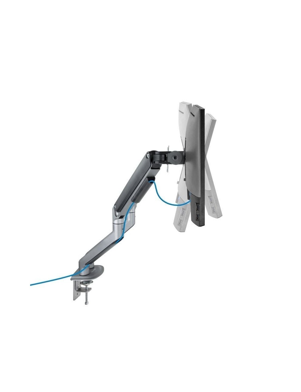 Soporte de Mesa para 2 Monitores TooQ DB4132TNR-G/ Giratorio/ Inclinable/ hasta 9kg
