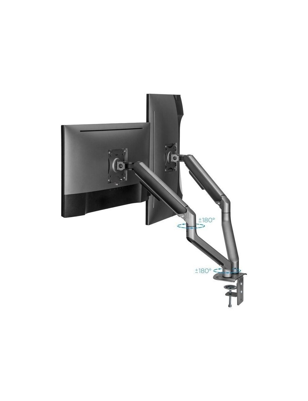 Soporte de Mesa para 2 Monitores TooQ DB4132TNR-G/ Giratorio/ Inclinable/ hasta 9kg