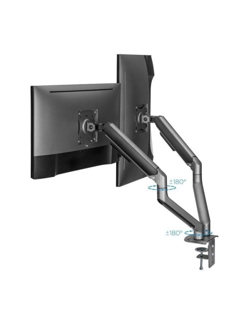Soporte de Mesa para 2 Monitores TooQ DB4132TNR-G/ Giratorio/ Inclinable/ hasta 9kg
