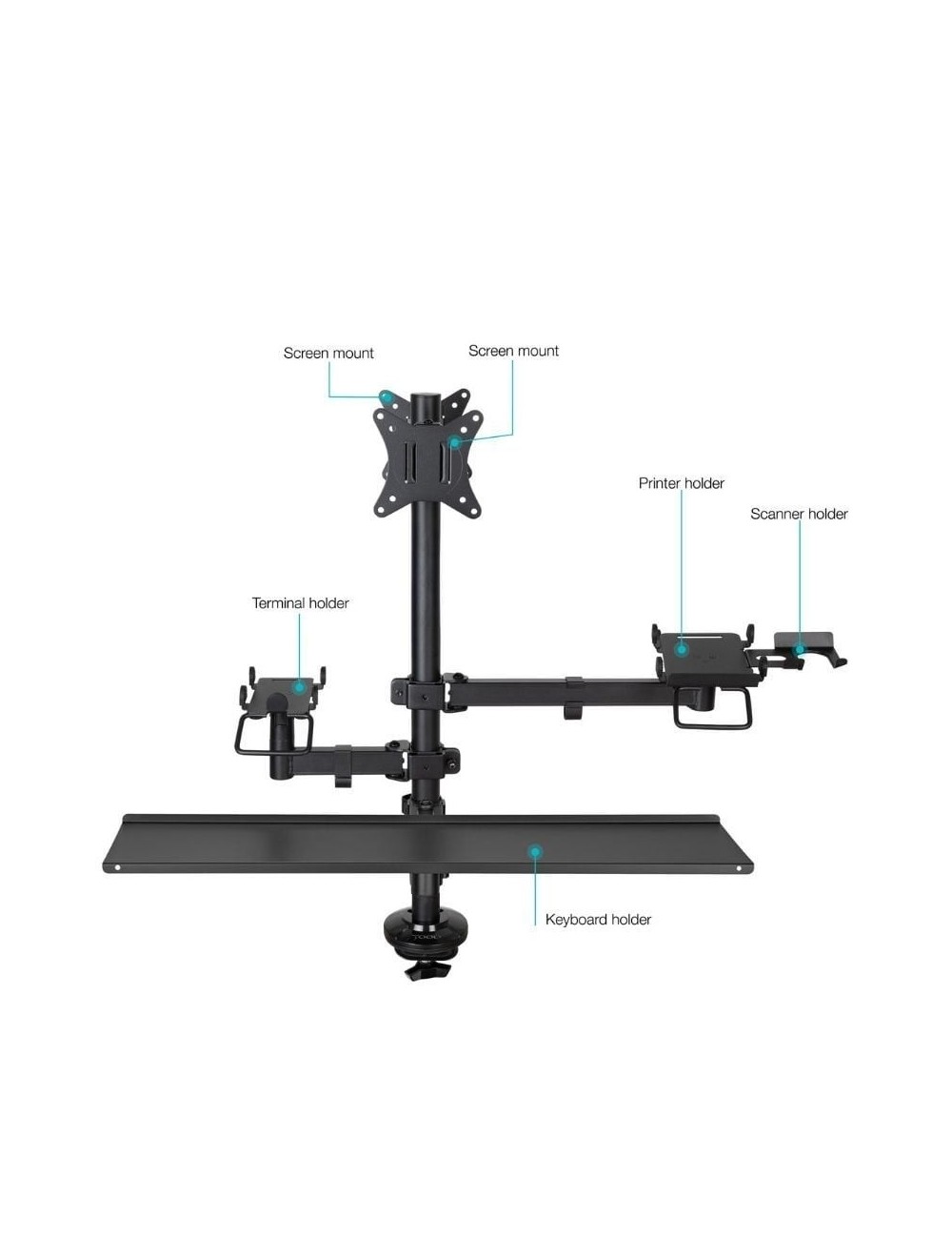 Soporte de Mesa para TPV 2 Monitores TooQ TQPM0003/ Giratorio/ Inclinable/ Rotatorio/ hasta 9kg