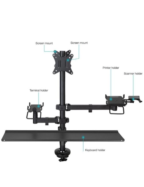 Soporte de Mesa para TPV 2 Monitores TooQ TQPM0003/ Giratorio/ Inclinable/ Rotatorio/ hasta 9kg