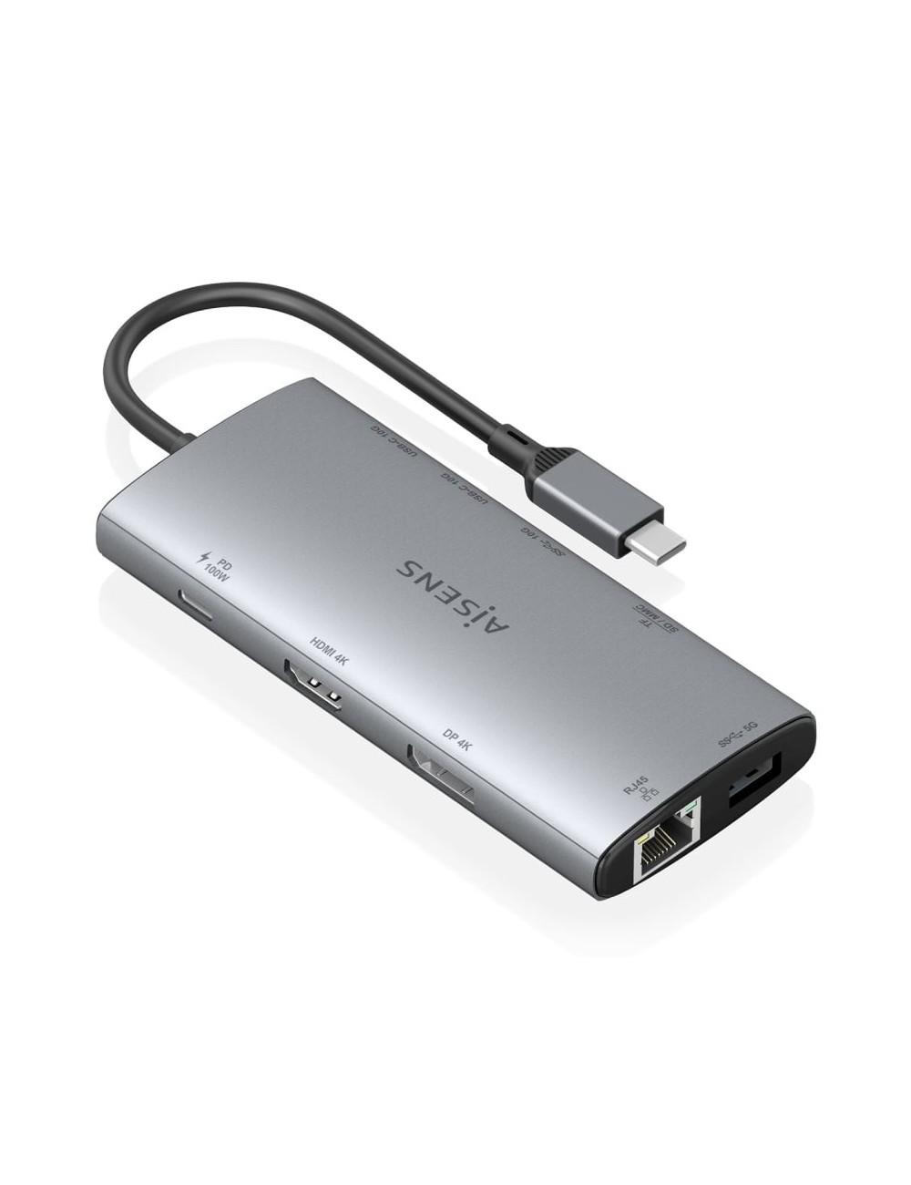 Docking USB Tipo-C Aisens ASUC-10P050-GR/ 1xDisplayPort/ 1xHDMI 4K/ 1xRJ45/ 2xUSB/ 2xUSB Tipo-C/ 1xUSB Tipo-C PD/ 1xLector de Ta