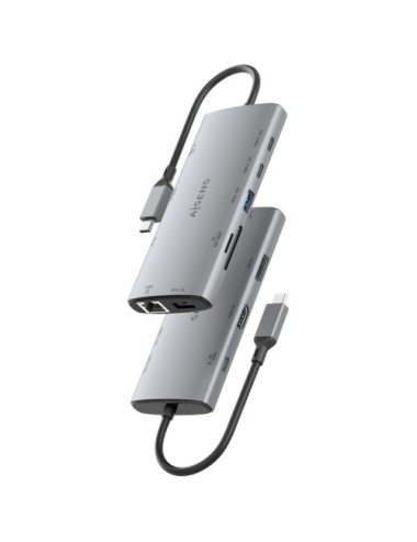 Docking USB Tipo-C Aisens ASUC-10P050-GR/ 1xDisplayPort/ 1xHDMI 4K/ 1xRJ45/ 2xUSB/ 2xUSB Tipo-C/ 1xUSB Tipo-C PD/ 1xLector de Ta