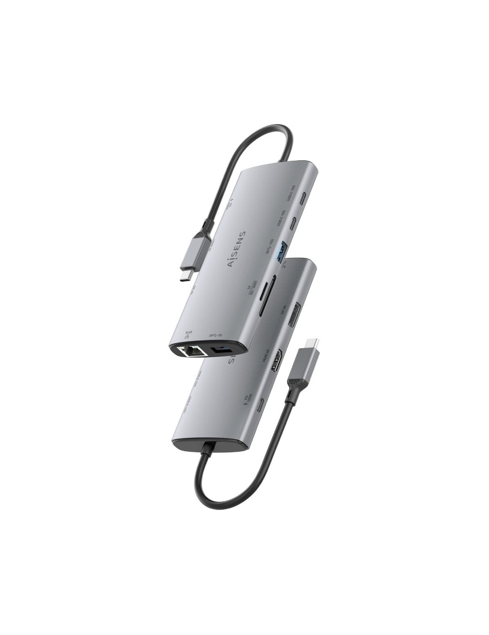 Docking USB Tipo-C Aisens ASUC-10P050-GR/ 1xDisplayPort/ 1xHDMI 4K/ 1xRJ45/ 2xUSB/ 2xUSB Tipo-C/ 1xUSB Tipo-C PD/ 1xLector de Ta