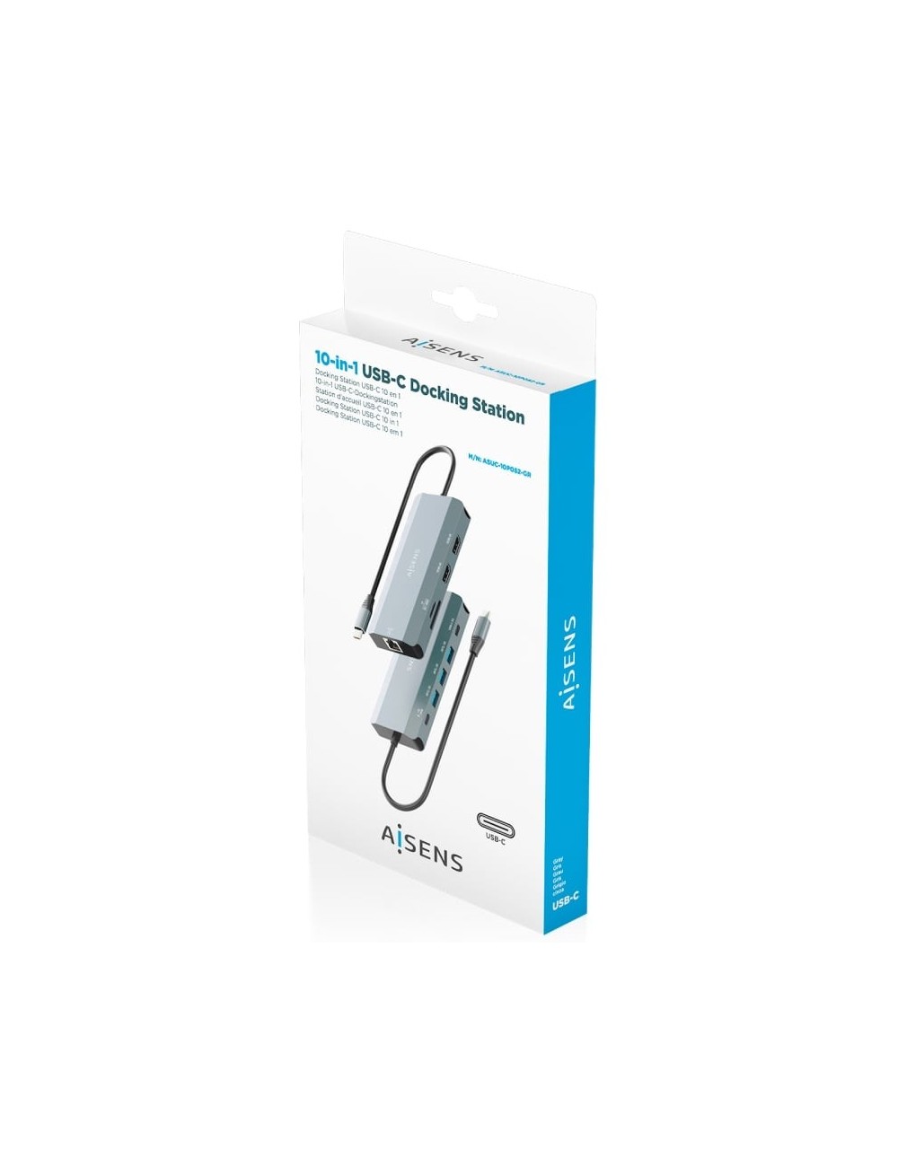 Docking USB Tipo-C Aisens ASUC-10P052-GR/ 2xHDMI 4K/ 1xRJ45/ 3xUSB/ 1xUSB Tipo-C/ 1xUSB Tipo-C PD/ 1xLector de Tarjetas/ Gris