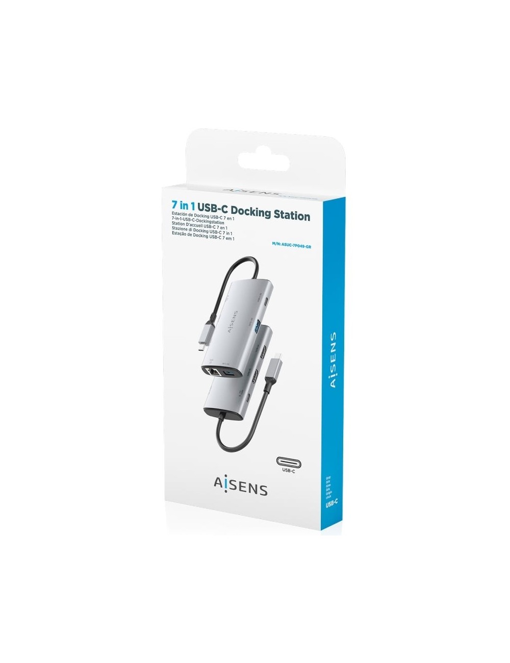Docking USB Tipo-C Aisens ASUC-7P049-GR/ 2xHDMI 4K/ 1xRJ45/ 2xUSB/ 1xUSB Tipo-C/ 1xUSB Tipo-C PD/ Gris