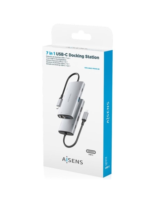 Docking USB Tipo-C Aisens ASUC-7P049-GR/ 2xHDMI 4K/ 1xRJ45/ 2xUSB/ 1xUSB Tipo-C/ 1xUSB Tipo-C PD/ Gris