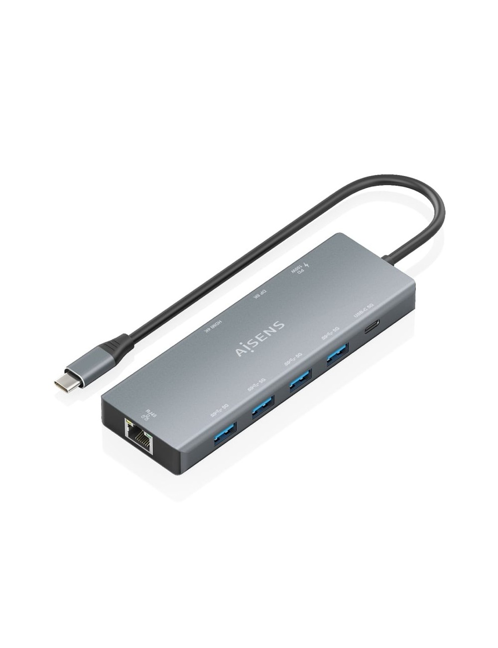 Docking USB Tipo-C Aisens ASUC-9P051-GR/ 1xDisplayPort/ 1xHDMI 4K/ 4xUSB/ 1xUSB Tipo-C/ 1xRJ45/ 1xUSB Tipo-C PD/ Gris